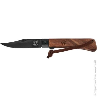   Main Knives "Workers line", walnut wood handle, clip point black titanium coat brown (1154)